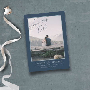 Reserve A Data Foto Azul do Marinho Moderno Salva nossa Data