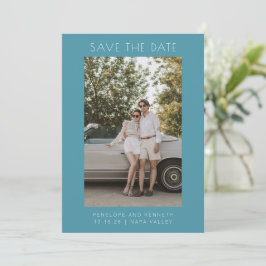 Reserve A Data Foto Azul Elegante Simples e Moderna Minimalista