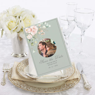Reserve A Data Foto Blush Pink Floral Watercolor Casamento Floral