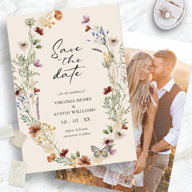 Reserve A Data Foto Boho Floral (Photo Boho Floral Save The Date
)