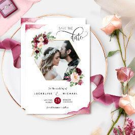 Reserve A Data Foto: Bourgundy e Blush Floral Casamento