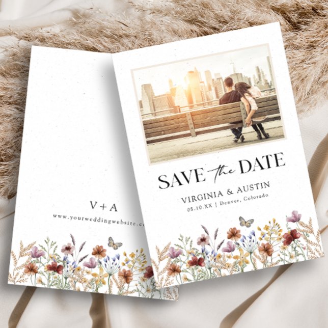 Reserve A Data Foto Branca Boho Save The Date (Criador carregado)