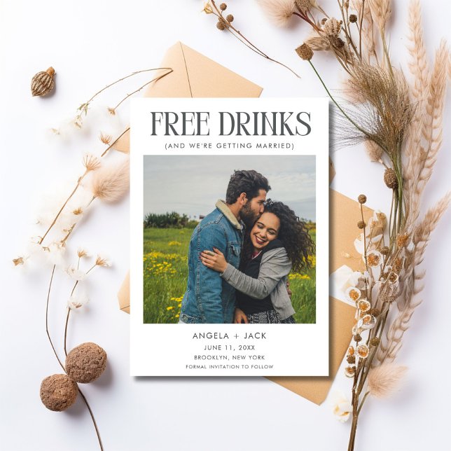 Reserve A Data Foto Branca Engraçada Casamento Salve a Data (Unique Photo Wedding Save the Date)