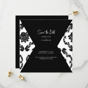 Reserve A Data Foto Casamento Damask B/W Salvar A Data