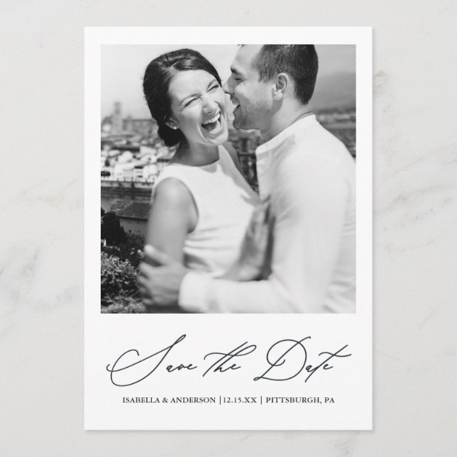 Reserve A Data Foto Chic Azul Save the Date (Frente)