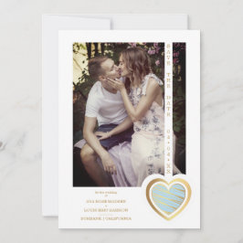 Reserve A Data Foto Chic Elegante Azul Claro e Efeito Dourado Cor