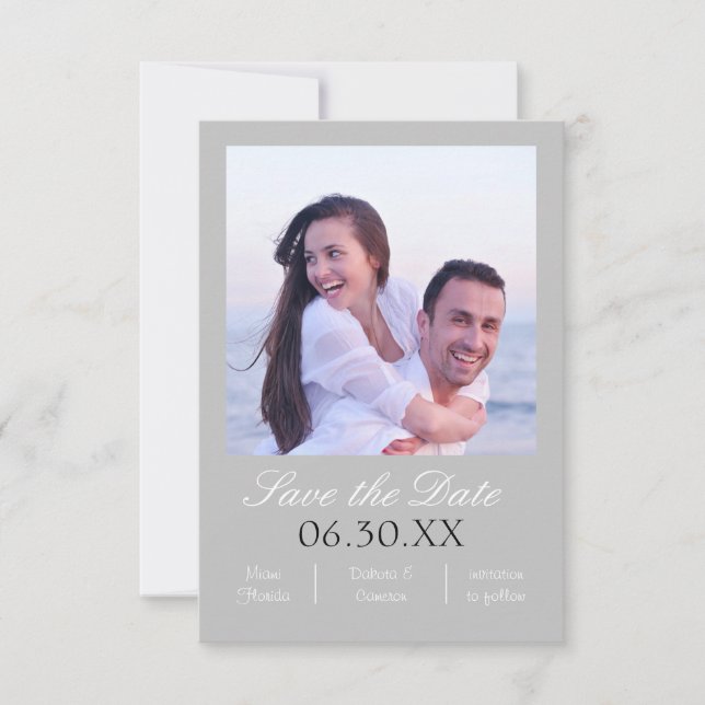 Reserve A Data Foto Cinza Vertical - 3x5 Save the Date (Frente)