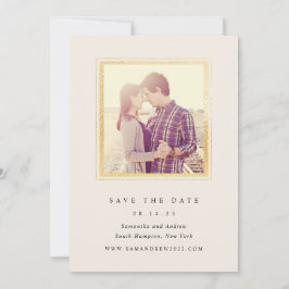 Reserve A Data Foto Clássica em Dourado e Marfim Save The Date