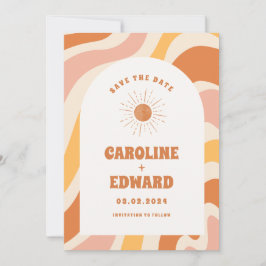 Reserve A Data Foto Código Qr Arco-Íris Ondulado Groovy Salvar Da