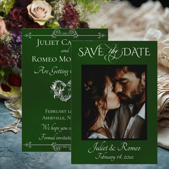 Reserve A Data Foto & Coração Save the Date em Esmeralda (Criador carregado)