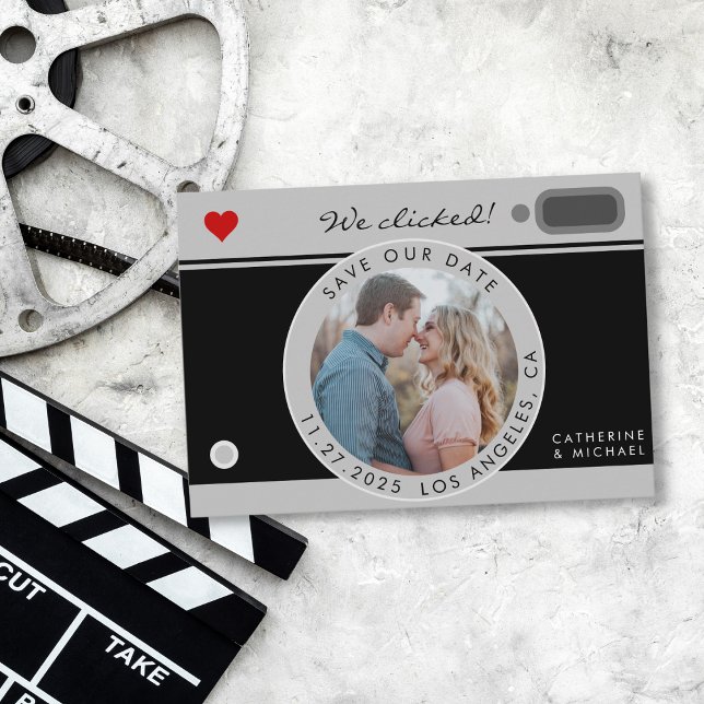 Reserve A Data Foto da Câmara Negra Casamento Único Salvar A Data (Criador carregado)