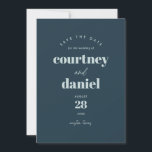 Reserve A Data Foto da Tendência Azul Moderna Salvar a Data<br><div class="desc">Foto da Tendy Azul Moderna Salve a Data apresenta emparelhamento de tipo moderno em cores ousadas e modernas,  juntamente com uma foto de cheio no verso.</div>