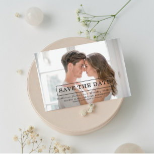 Reserve A Data Foto da tipografia moderna Salvar a Data   Preto