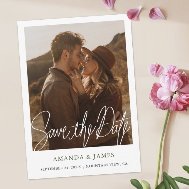 Reserve A Data Foto da Tipografia Verde Moderna Simples (Criador carregado)