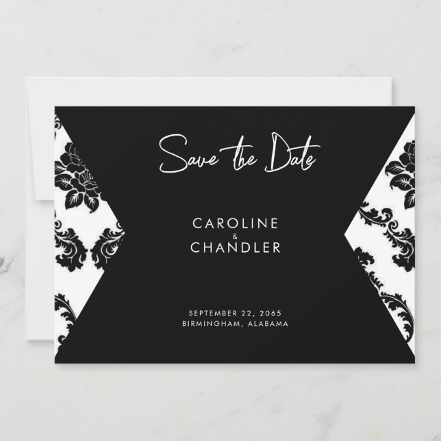 Reserve A Data Foto Damasko P/B Casamento Save The Date (Frente)