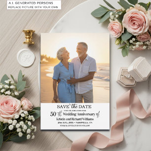 Reserve A Data Foto de Aniversário de 50 Anos de Casamento Elegan