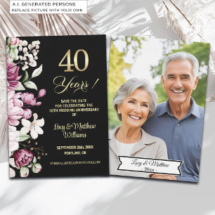 Reserve A Data Foto de Aniversário de Casamento de 40 anos Elegan