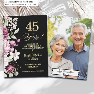 Reserve A Data Foto de Aniversário de Casamento de 45 anos Elegan
