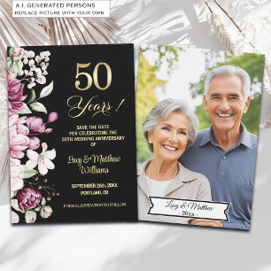 Reserve A Data Foto de Aniversário de Casamento de 50 anos Elegan