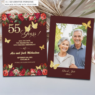 Reserve A Data Foto de Aniversário de Casamento de 55 anos Elegan