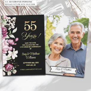 Reserve A Data Foto de Aniversário de Casamento de 55 Anos Elegan