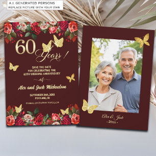 Reserve A Data Foto de Aniversário de Casamento de 60 anos Elegan