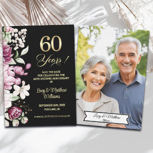 Reserve A Data Foto de Aniversário de Casamento de 60 anos Elegan