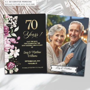 Reserve A Data Foto de Aniversário de Casamento de 70 anos Elegan