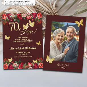 Reserve A Data Foto de Aniversário de Casamento de 70 anos Elegan