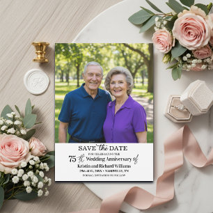 Reserve A Data Foto de Aniversário de Casamento de 75 anos Elegan