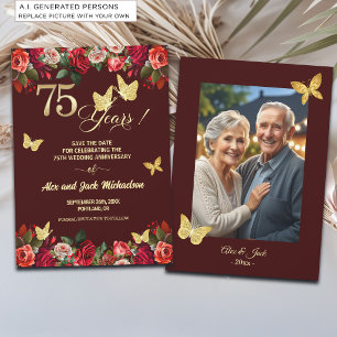 Reserve A Data Foto de Aniversário de Casamento de 75 anos Elegan