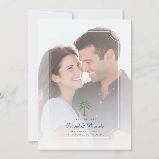 Reserve A Data Foto de árvore de palmeira tropical para casamento (Frente)