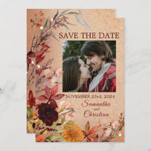 Reserve A Data Foto de Blush Rustic Bloom Burgundy