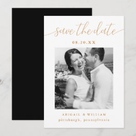 Reserve A Data Foto de caligrafia moderna Casamento preto e branc