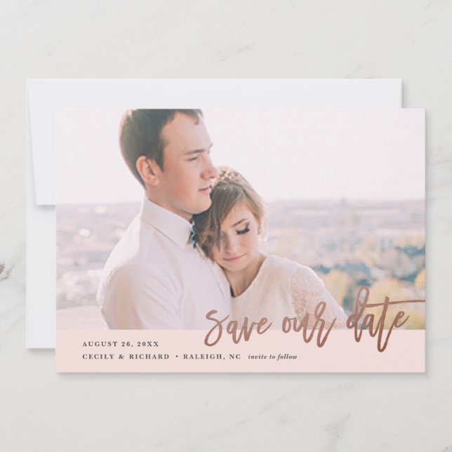 Reserve A Data Foto de caligrafia moderna salvar data (Frente)