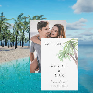 Reserve A Data Foto de Casal Aquarela Palmeiras Save the Date