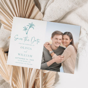 Reserve A Data Foto de Casamento Azul Aqua, Árvore de Palma de Pr