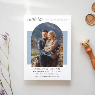 Reserve A Data Foto de Casamento Azul de Arch Moderno