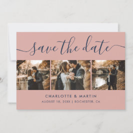 Reserve A Data Foto de Casamento Azul e Blush do Marinho Moderno