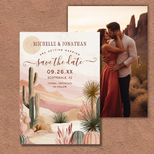 Reserve A Data Foto de casamento Boho Watercolor Desert Cactus