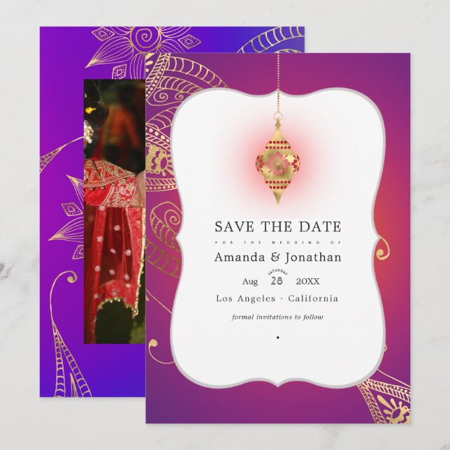 Reserve A Data Foto de casamento bollywood árabe com folha de our (Frente/Verso)