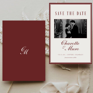 Reserve A Data Foto de casamento Burgundy Vintage Old Money