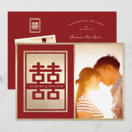 Reserve A Data Foto de Casamento Chinês de Felicidade Dupla Cláss
