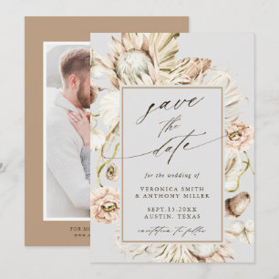 Reserve A Data Foto de casamento cinza Boho Protea Pampas Grass