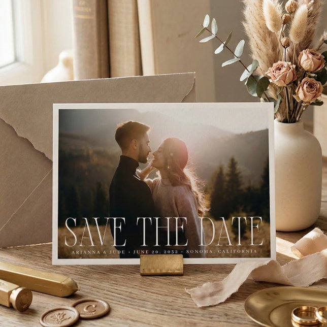 Reserve A Data Foto de casamento clássica com sobreposição (Criador carregado)
