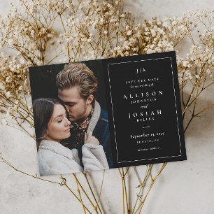 Reserve A Data Foto de casamento clássica em preto e branco com m