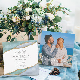 Reserve A Data Foto de Casamento com Ênfase Dourada em Água de Se