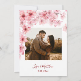 Reserve A Data Foto de casamento com flor de cerejeira em aquarel