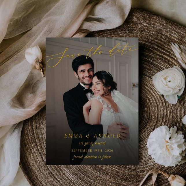 Reserve A Data Foto de Casamento com Letra de Caligrafia Elegante (Criador carregado)