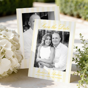 Reserve A Data Foto de Casamento com Listras Amarelas Clássicas
